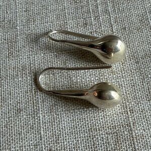 925 Sterling Silver Dangle Tear Drop Earrings Hook Modernist
